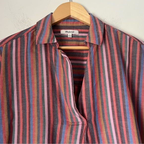 Madewell Courier Button Back Shirt Rainbow Mulled Wine Smith Stripe Contemporary - Picture 3 of 13